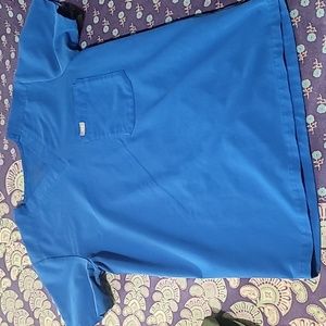 Figs Three Pocket Scrub Top Blue